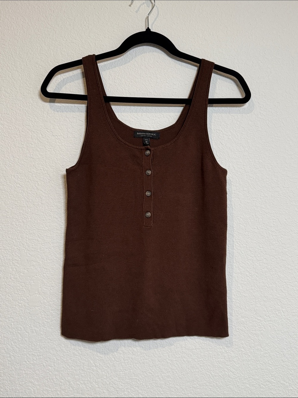 Banana Republic Brown Ribbed Organic Cotton Henley Tank